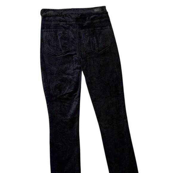 Paige Hoxton Ankle Peg Velvet Pants in Black Overdye with exposed buttons - Picture 7 of 8